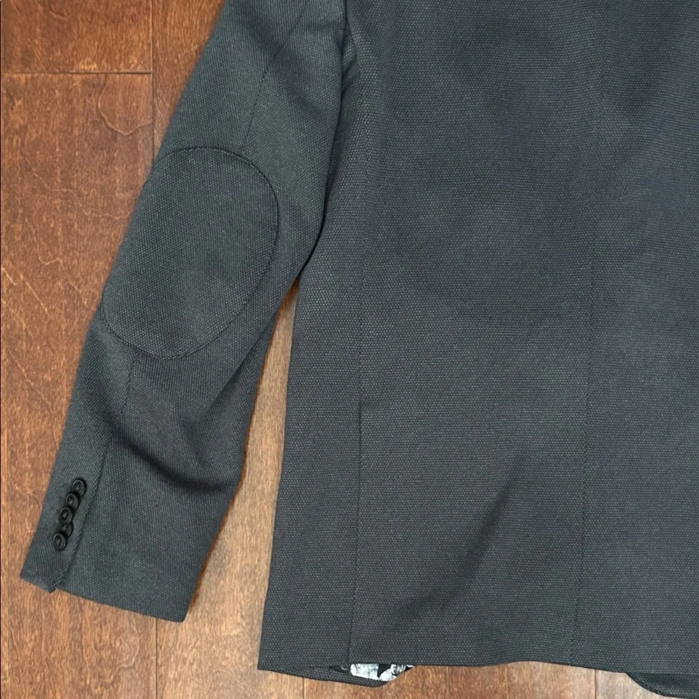 Soul of London Men’s Blazer in Gray and Black, Elbow Patches, Size 40R